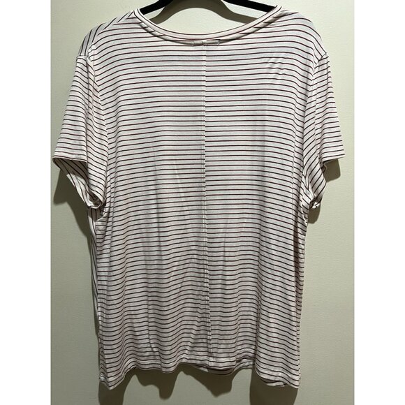 Madison Short Sleeve Top Size X-Large ~ Brown & White Striped - Picture 3 of 6